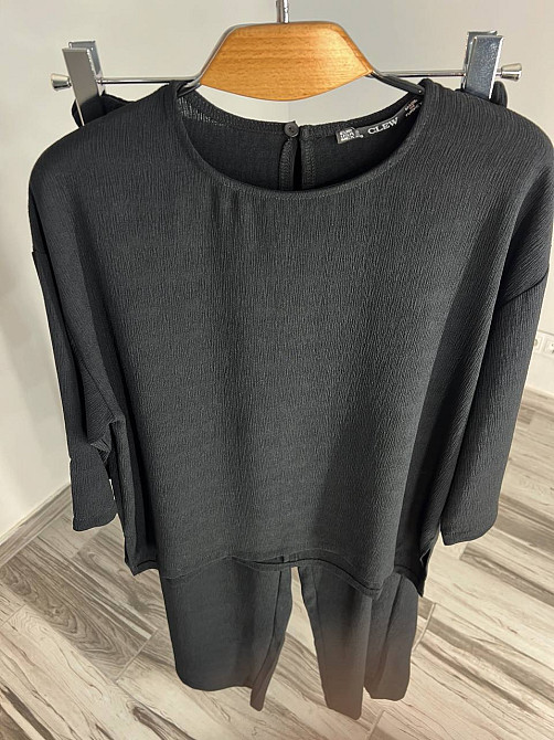 Костюм женский 1005-0712 жаткая рубашка короткий рукав разрезы и брюки палаццо черный, черный, S Киев - изображение 15