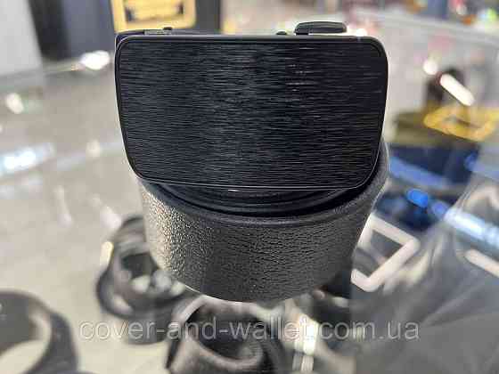 Брючний чоловічий ремінь з натуральної шкіри чорного кольору з пряжкою-автомат 35мм PS Leather Київ