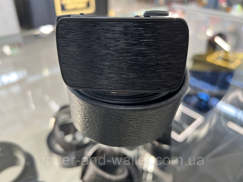 Брючний чоловічий ремінь з натуральної шкіри чорного кольору з пряжкою-автомат 35мм PS Leather Київ - фото 3