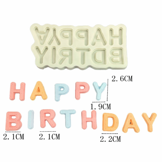 Молд силиконовый Happy Birthday 131 на 60 мм серый Киев