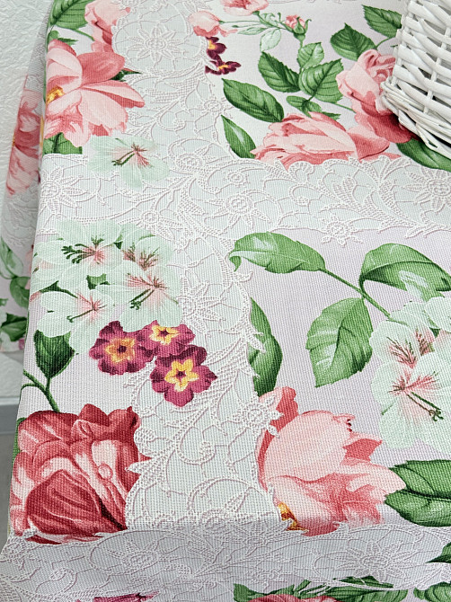 Ecotton Скатертина Ecotton 150х220 см бавовняна з рогожки рожева 29033/2 Літній букет Коломыя - изображение 5