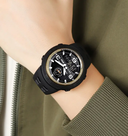 Чоловічий спортивний годинник Skmei 1655 (Чорний із золотом) Київ