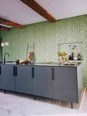 Шпалери вінілові на флізелін Rasch Composition 0,53х10 листя трава ялинка яскраво зелені, салатові чорні Київ