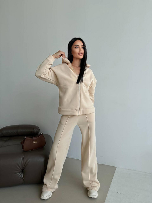 Жіночий теплий прогулянковий костюм двійка: штани + зіп-худі тринитка на флісі 46/48 Одеса - фото 14