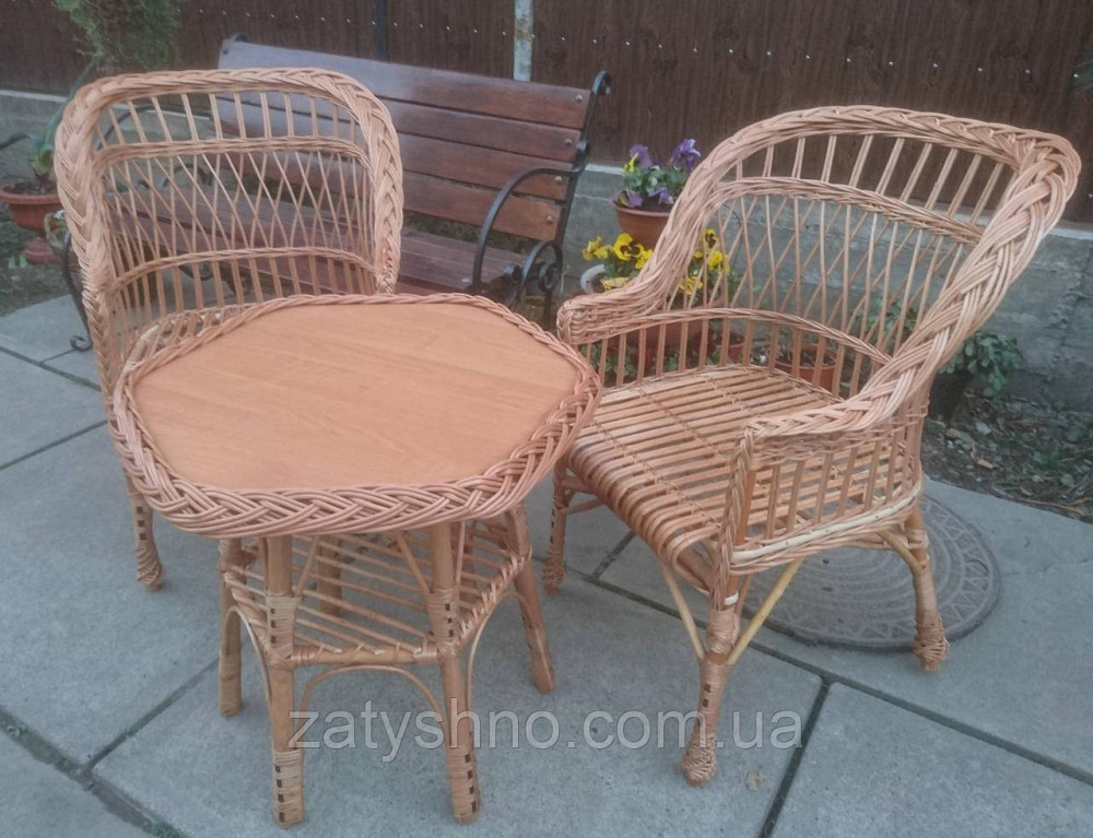 Меблі плетені на балкон з шестигранним столом Київ - фото 5