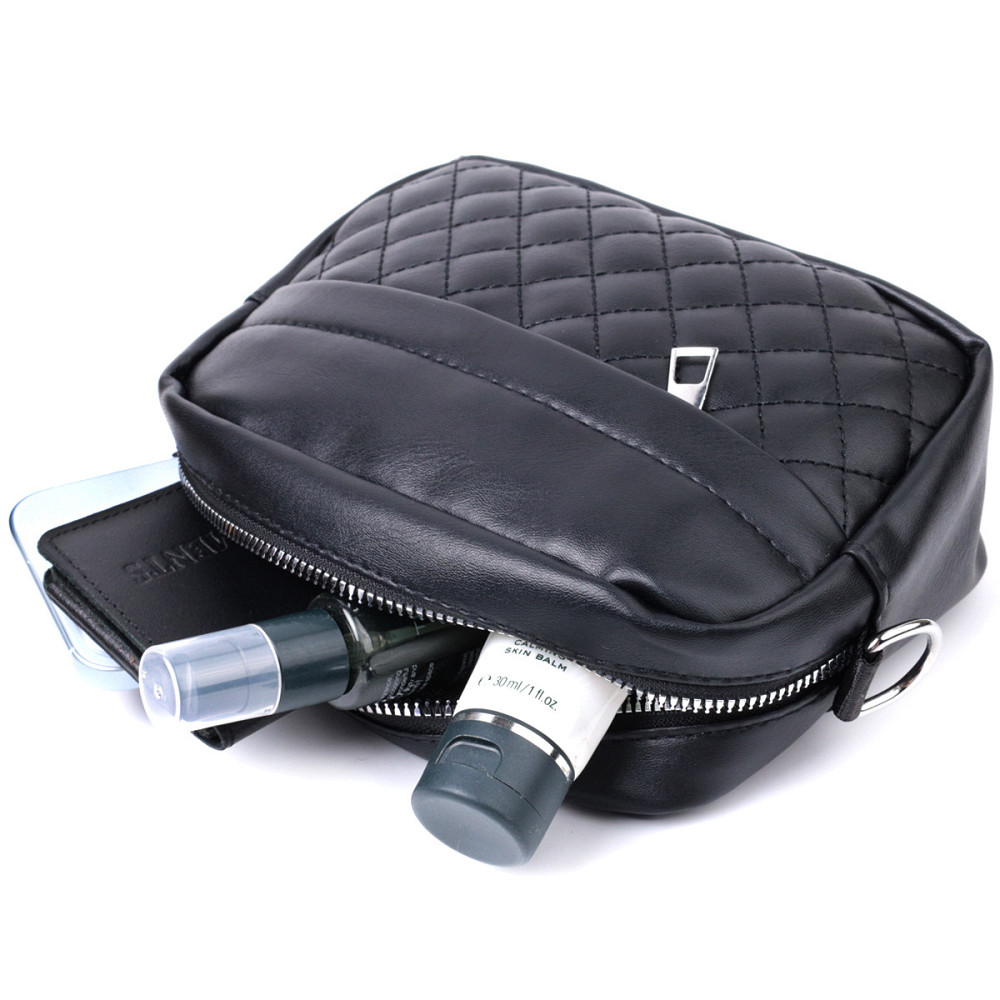 Удобная женская сумка кросс-боди с монетницей из экокожи Vintage 22796 Черный Киев - изображение 9