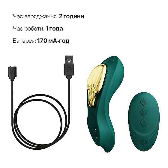 Смарт-вибратор в трусики Zalo - AYA Turquoise Green, насадка и пульт ДУ Sex Aura Киев