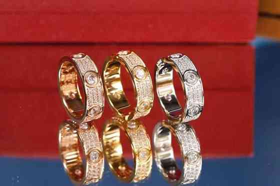 Cartier кільце LOVE з дрібним цирконієм / Cartier кільце з дрібним камінням у лимонному, рожевому та білому золоті Одеса