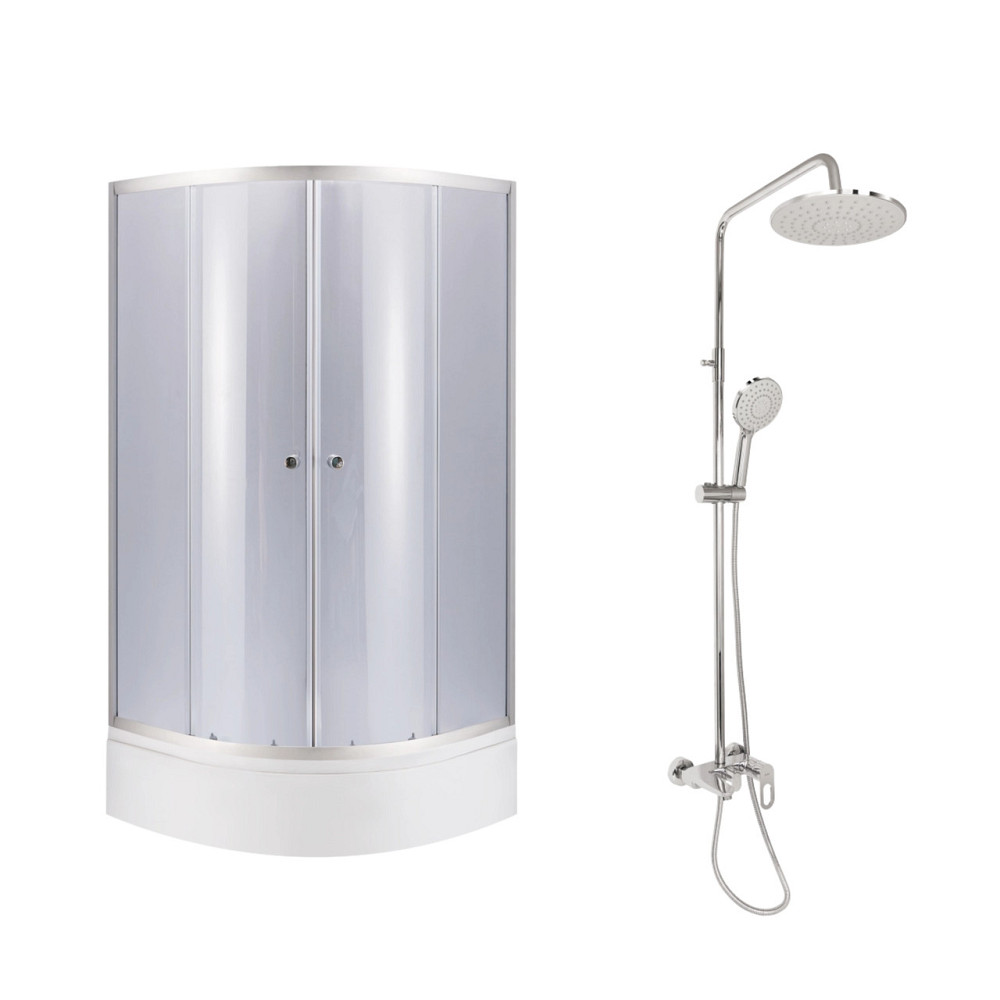 Комплект для душової Latwa: Душова кабіна LLSC9090SATMIDGR2SET+Душова система на 3 споживачі LDLAT1030CRM45417 Київ - фото 1