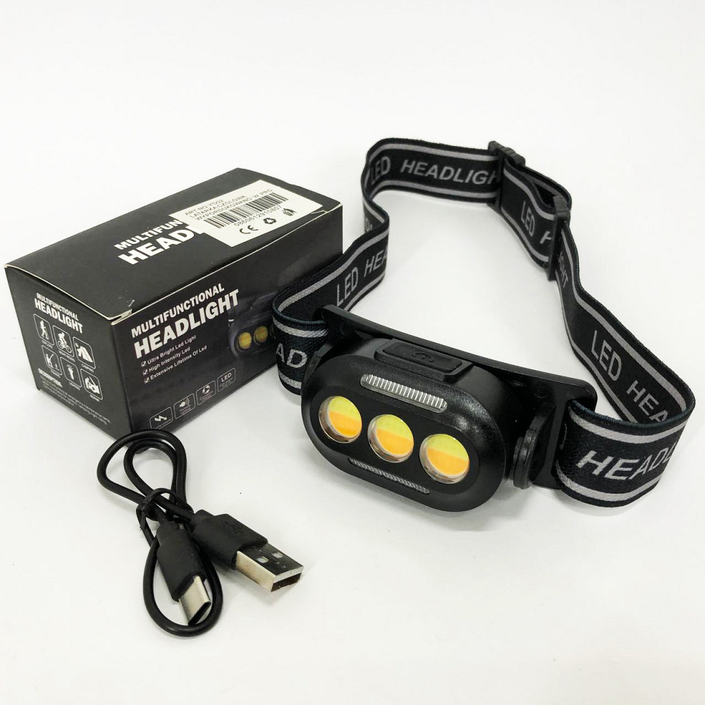 Налобный светодиодный фонарь для ночных прогулок YD02-COB (White+red+blue), LS-131 Фонарик налобник Киев - изображение 3