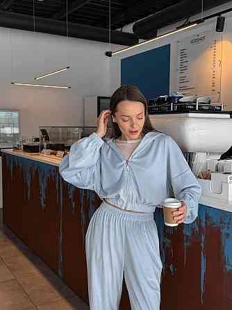 Женский повседневный велюровый костюм двойка: кофта и штаны плотный турецкий велюр Одесса