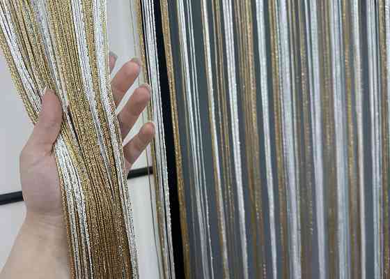 Шторы-нити с люрексом Бежевый с белым 300х300см 1 шт (61-105) Киев