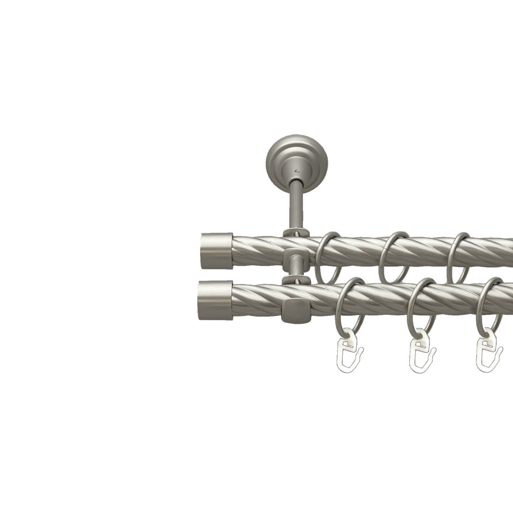 Карниз Orvit Заглушка металевий дворядний відкритий скручена труба кільце металеве Сатин 19\19 мм 160 см Львов - изображение 1