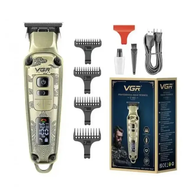 Акумуляторна машинка для стрижки волосся з насадками VGR V-901 9102 Одеса - фото 1
