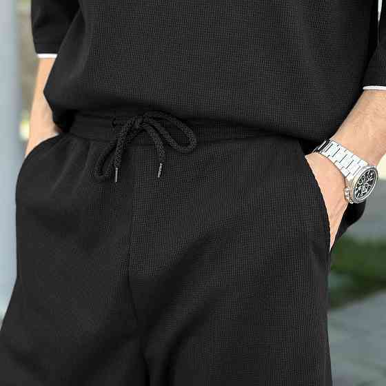 Мужской летний комплект шорты и футболка черный свободного кроя Pobedov Jack Киев