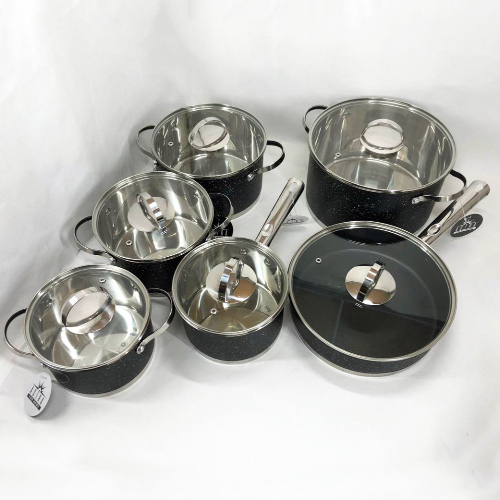 Каструлі з кришками 12, Набір каструль з комплектом кришок, Якісний набір каструль YZ-41 Львів - фото 8