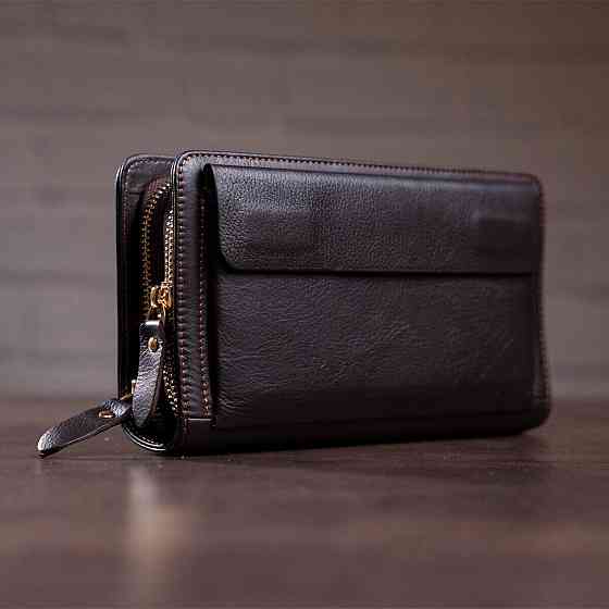 Мужская барсетка с ремешком на руку Vintage 14915 Коричневая Киев