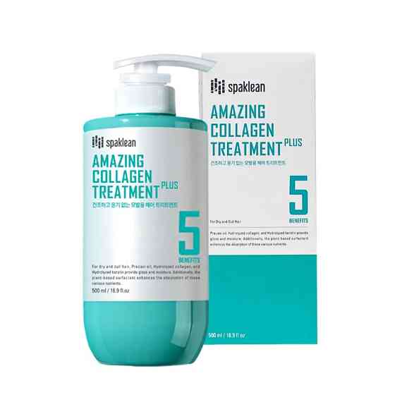 Бальзам для глубокого восстановления и увлажнения поврежденных и сухих волос с коллагеном Amazing Collagen Treatment Plus Spaklean 500 мл Киев