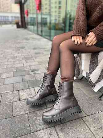 Edan Instruments Жіночі черевики EDAN шоколадні шкіра натуральна висота 16см (5701) Коломыя