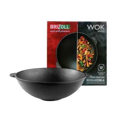 Сковорода Brizoll чавунна WOK 3,7 л 280х96 мм (W28) Винница - изображение 3