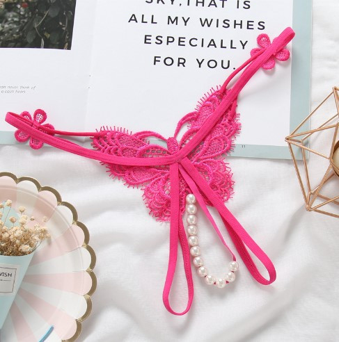 Трусики з перлинами малинові Метелик розмір універсальний (на резинці), 15% нейлон, 85% поліестер Київ - фото 3