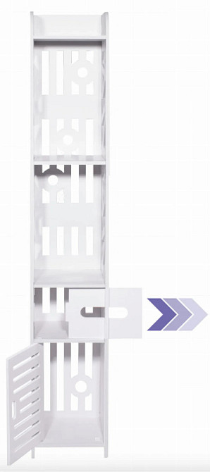 Підлогова шафа пенал Leobert Cubic 120 см для ванної кімнати вузька меблі з полицями та дверцятами Київ - фото 3