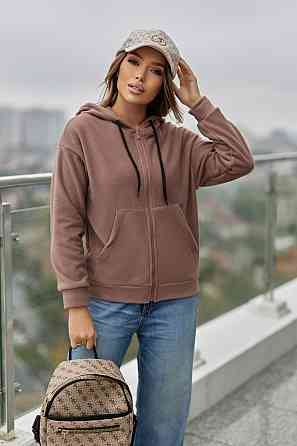 Тепла кофта худі оверсайз жіноча "Glen" | Норма та батал Капучино, 54-56 Київ