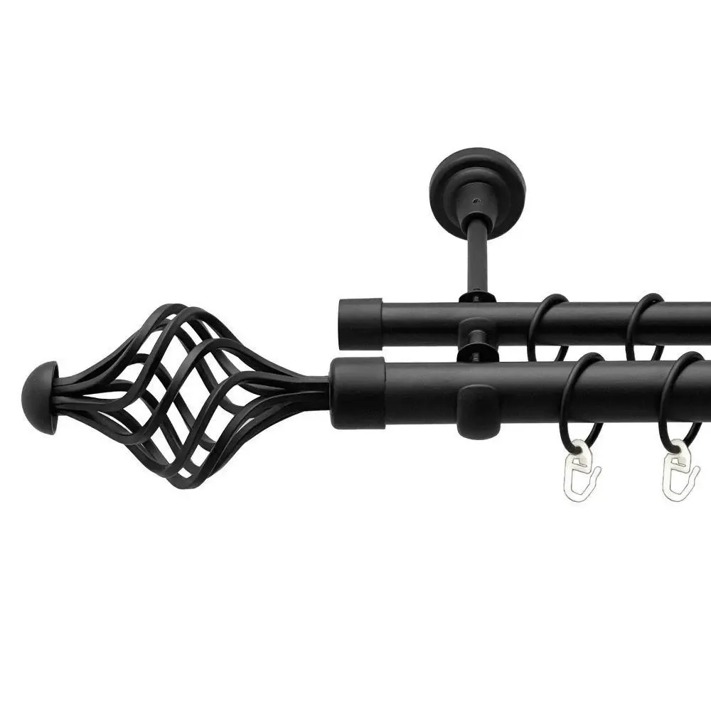 Карниз Orvit Арезо металевий дворядний відкритий гладка труба кільце металеве Чорний Оксамит 25\19 мм 200 см Львов - изображение 1