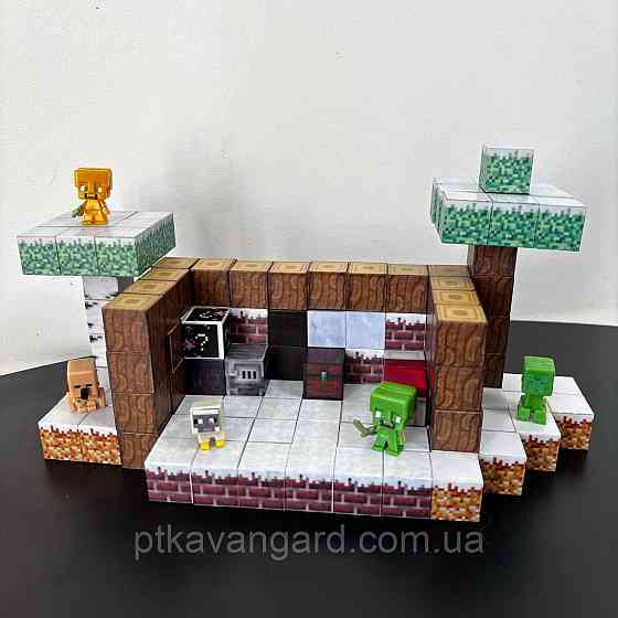 Магнітний конструктор Майнкрафт 125 магнітних блоків будиночок у снігу з фігурками Dream World LZCK 026 Хмельницький