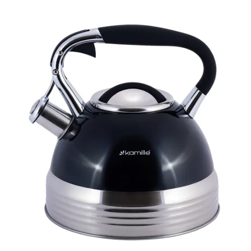 Чайник 2,7л нержавіюча сталь зі свистком з ручкою "soft-touch" (білий,беж,чорний) 0696BL KAMILLE Житомир - фото 11