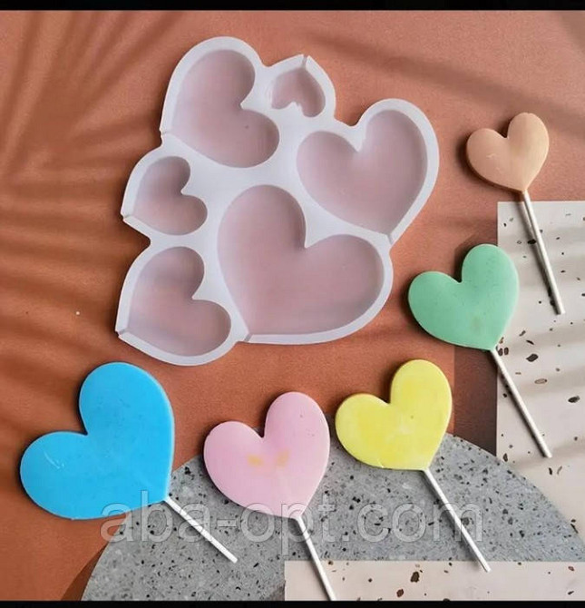 Форма силиконовая для леденцов на 6 изделий 16 х 12 см Сердце ( шт ).Aba-Opt Одесса - изображение 1
