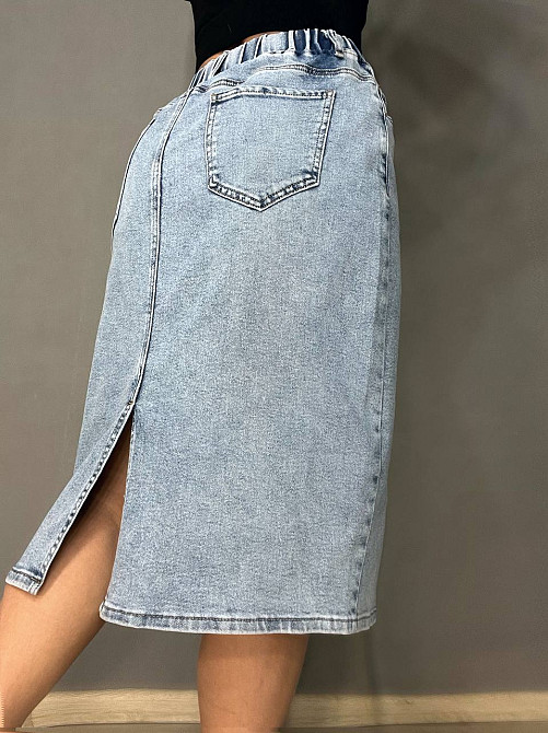 Спідниця жіноча джинсова DNL 207 резинка на талії великі розміри блакитна, блакитний, 33, 33, 90 см, 112 см Київ - фото 13