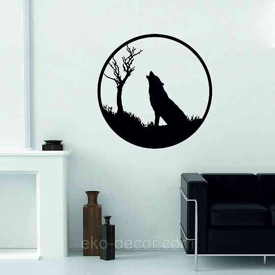 Декоративное настенное Панно «Волк», Декор на стену 70*70 см, Черный Киев