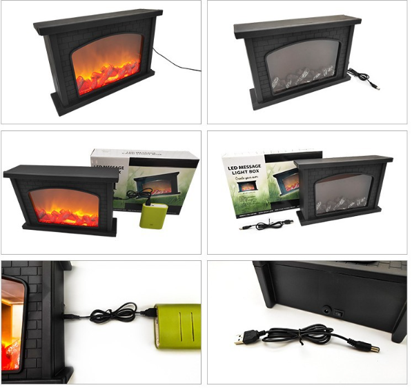 Декоративний світильник камін 33х21х9 нічник ліхтар із LED підсвічуванням від USB або батарейок! імітація живого вогню Кременчук - фото 7