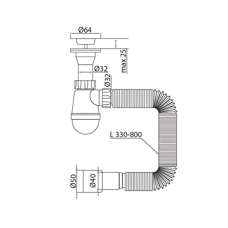 Сифон для умивальника Mixxus SU-09-A 1 1/4"x32 з литим випуском (MI8189) ( 18016 ) Харків - фото 2