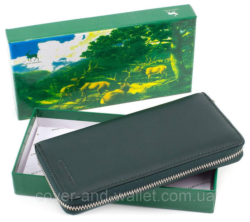 Зеленый кожаный женский кошелек на молнии Marco Coverna MC-7002-7 Киев - изображение 4
