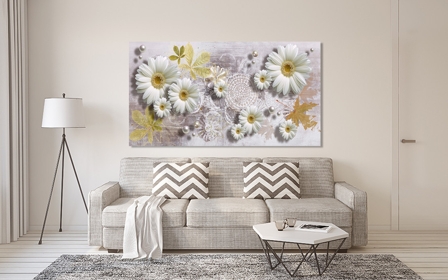 Картина холст в гостиную / спальню   Квіти Ромашки   MLP_348 40x80 см Киев - изображение 2