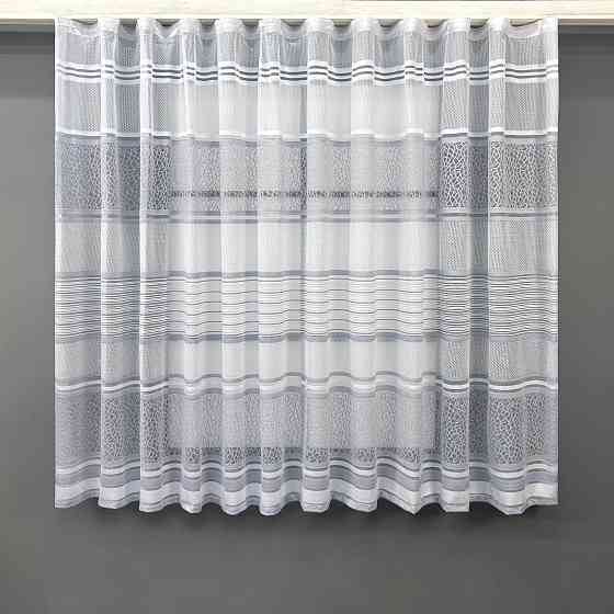 Короткий тюль VR-Textil 1953т Жакард Білий з сірим 190х120 см (49-336) Київ