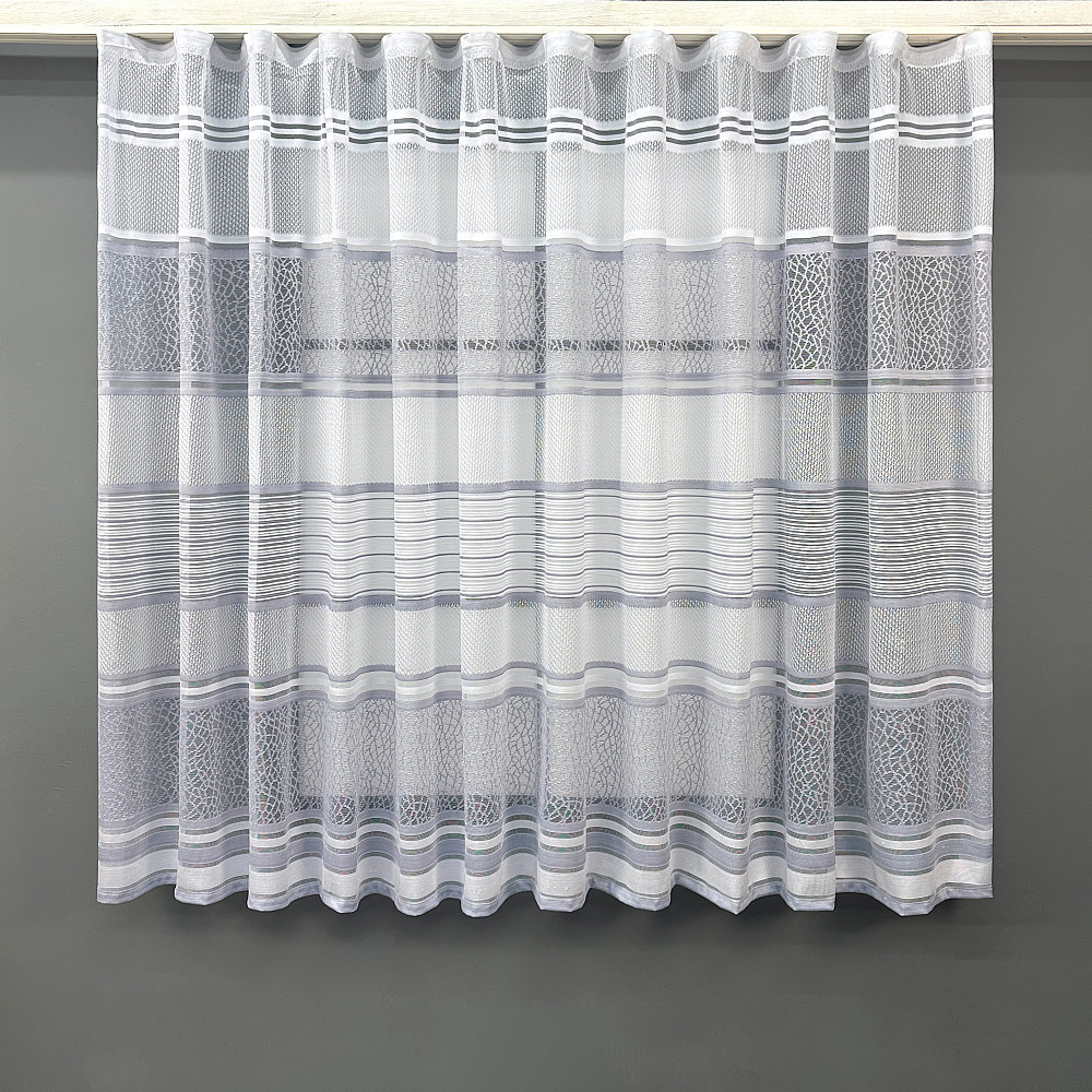 Короткий тюль VR-Textil 1953т Жакард Білий з сірим 190х120 см (49-336) Київ - фото 1