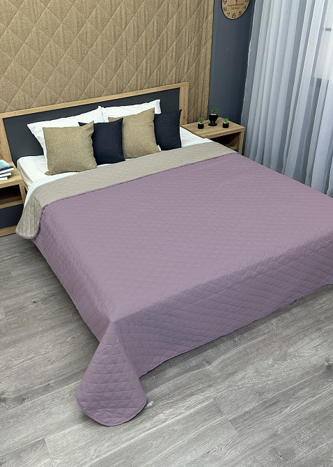 Покрывало двустороннее Decorator Microfiber ромб 180х215 см сиреневый с бежевым (85-014) Киев - изображение 6
