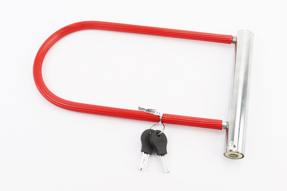 Замок протиугінний U-подібний 175x290 (120х250)мм, товщина скоби 10мм під ключ, червоний Київ - фото 1