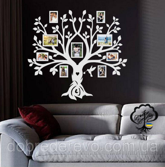 Родовое дерево🌳 Колибри 3 Семейное дерево сердце  на 9 фото рамок, Вижница - изображение 2