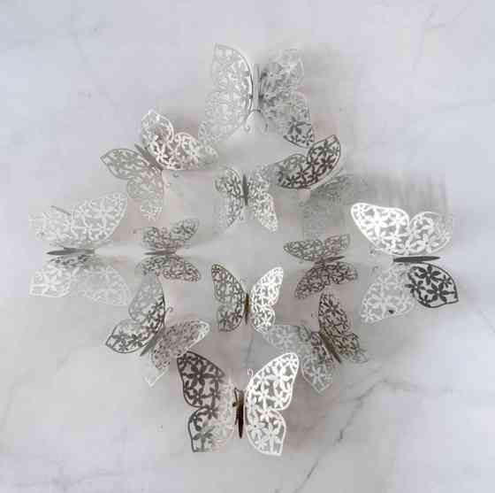 Метелики декоративні на стіну 12 штук сріблястий Київ