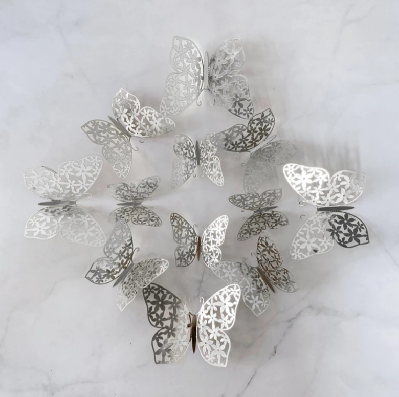 Метелики декоративні на стіну 12 штук сріблястий Київ - фото 1