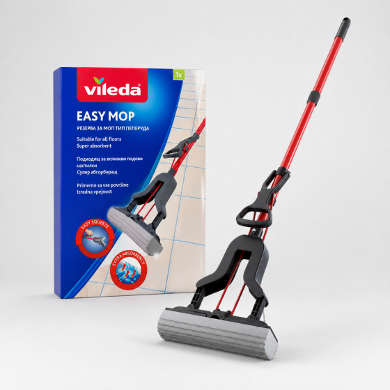Швабра з віджимом Vileda Easy Mop з телескопічною ручкою 95–120 см Київ