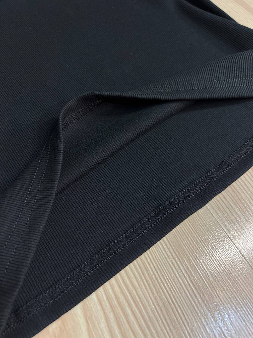 Майка жіноча A-N 27035 у рубчик з вишивкою літери D пайєтками, чорний, one size Київ - фото 6