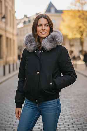 Бомбер женский с мехом блюфрост 50 Черный Харьков