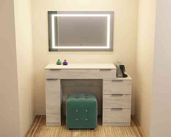 Стол туалетный Трюмо Кристалл, Дуб Крафт Білий, 1200/452/847 Львов