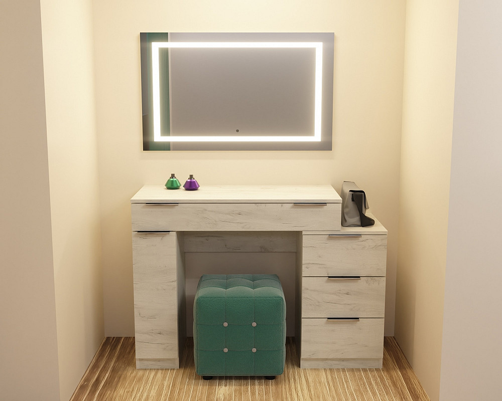 Стол туалетный Трюмо Кристалл, Дуб Крафт Білий, 1200/452/847 Львов - изображение 4