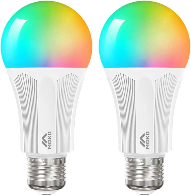 Розумні Wi-Fi LED лампи MoKo (2 шт, E27, 9 Вт), RGB + тепле світло, голосове керування Alexa/Google, Концентратор не потрібен Київ - фото 2